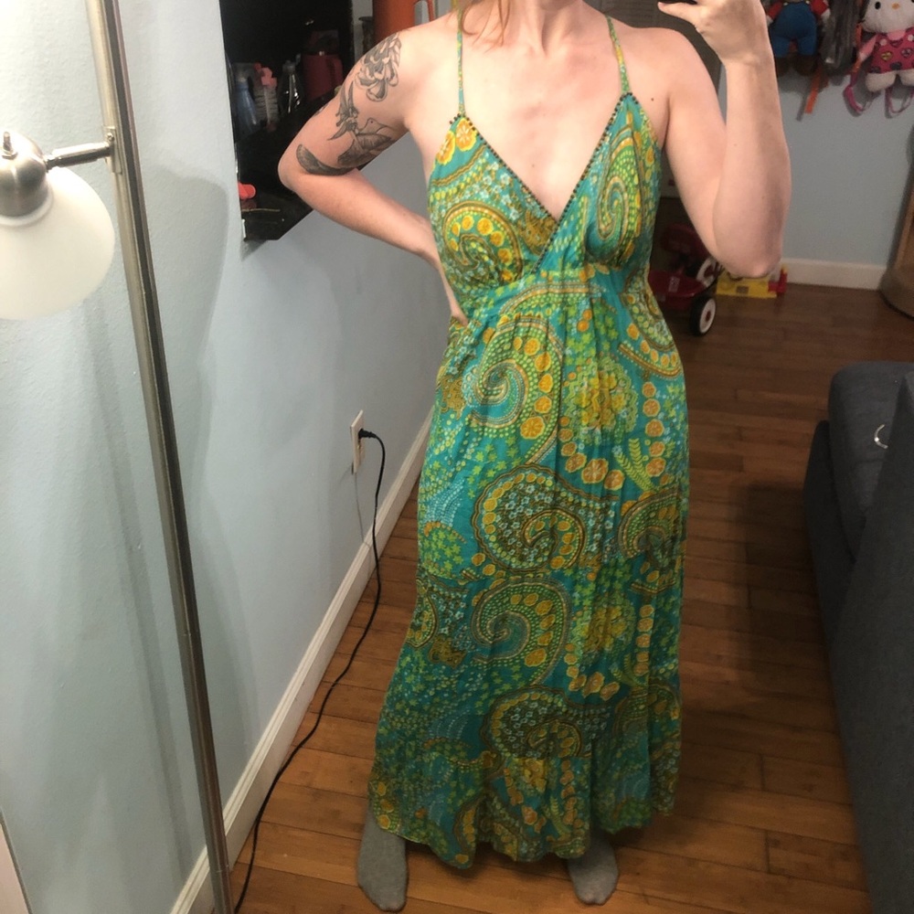 Mile Gabriele maxi dress with adjustable straps and wooden beads Size L